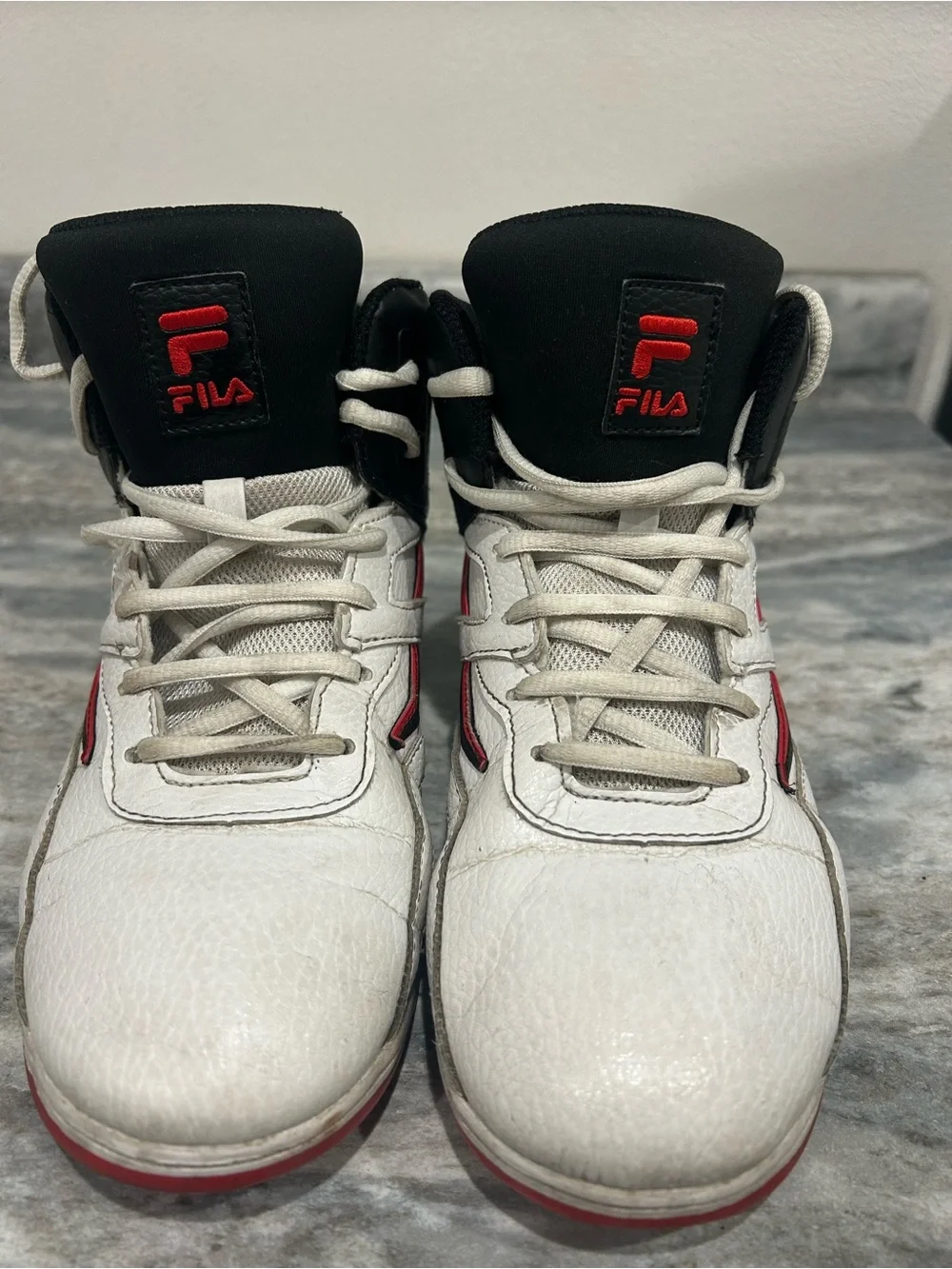 Fila Kids Black, White & Red High-Top Sneakers